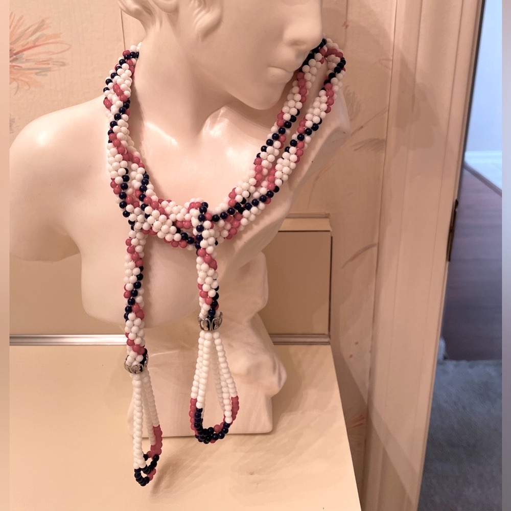 Vintage seed bead lariat is handmade